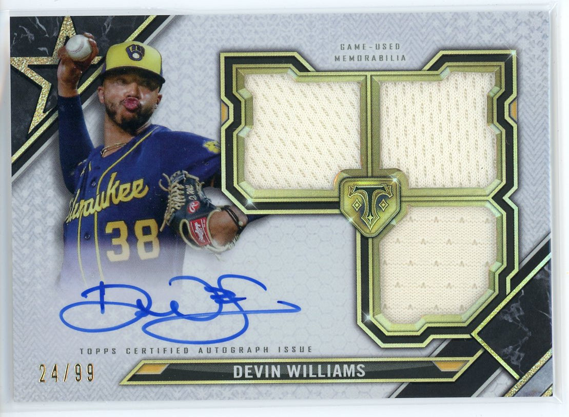 Devin Williams Autographed 2021 Topps Triple Threads Rookie Jersey