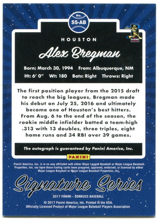 Alex Bregman Panini Donruss Signature Series Auto 039/125