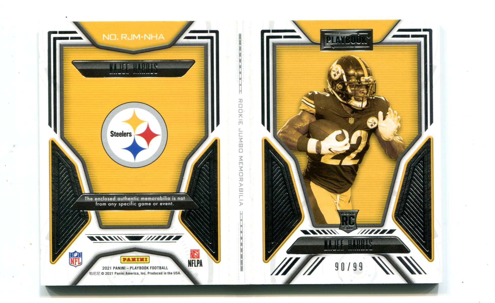 2021 Playbook Najee Harris Dual Patch Relic Booklet RC 90/99