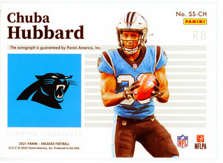 Chuba Hubbard Autographed 2021 Panini Encased Scripted Signatures Card #SS-CH