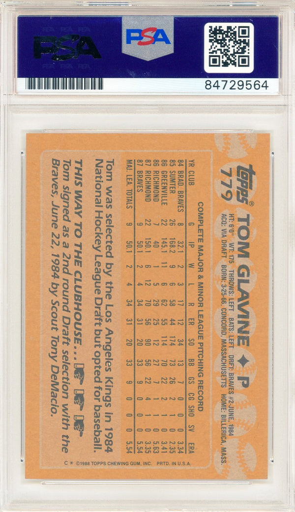 Tom Glavine Autographed 1988 Topps Card #779 (PSA Auto Gem Mt 10)