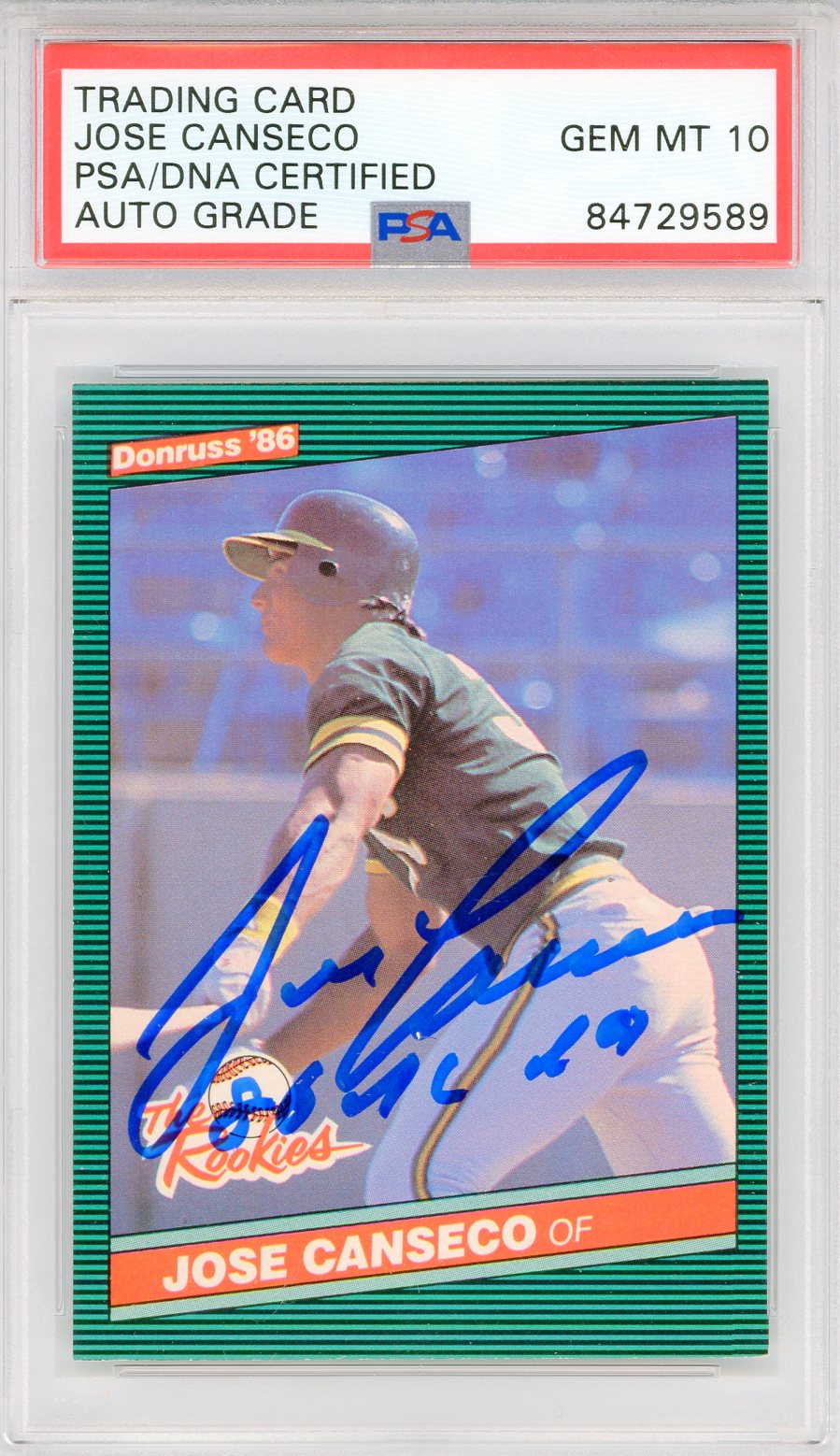 Jose Canseco Signed Autographed 1986 Topps Rookie Trading Card