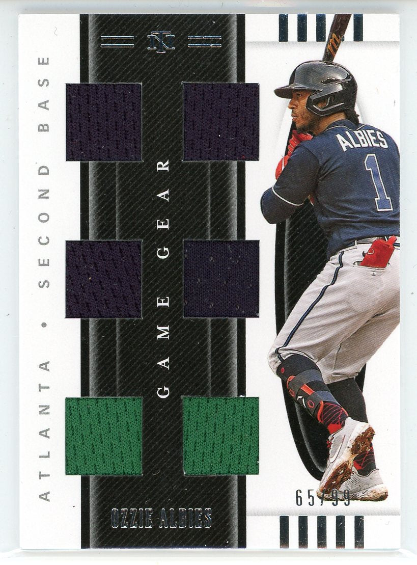 Ozzie Albies player worn jersey patch baseball card (Atlanta