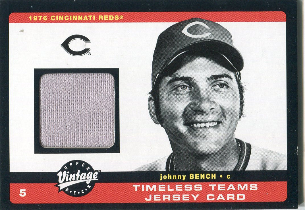 Johnny Bench 2002 Upper Deck Game Used Jersey Card