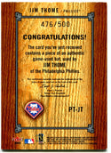 Jim Thome Power Tools Authentic Game Used Bat Card