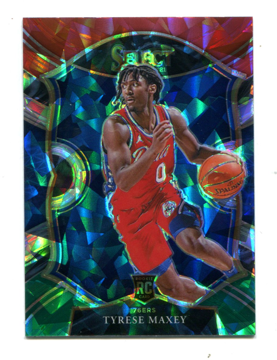 Tyrese Maxey 2020-21 Panini Select #81 Tri-Color Cracked Ice Prizm