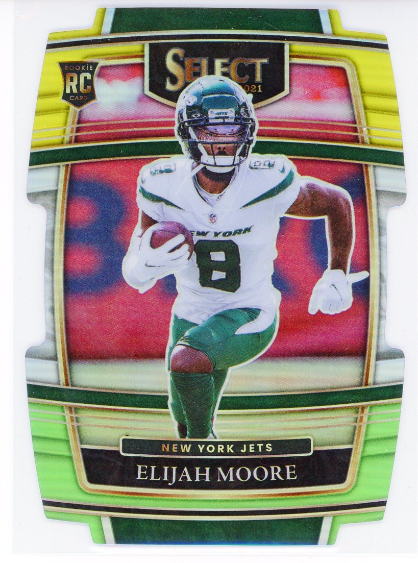 Elijah Moore 2021 Panini Prizm Green Pulsar Prizm Premier Jersey Relic  Rookie RC