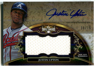 Justin Upton 2013 Topps Triple Threads Game-Used/Autographed Card #36/75