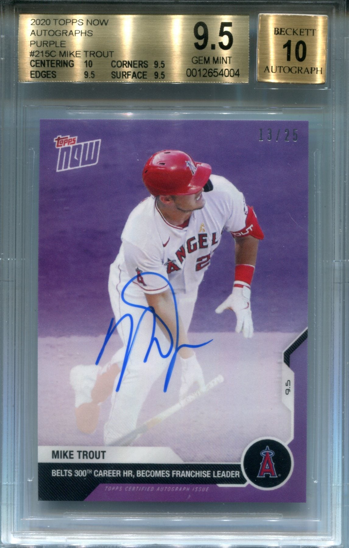 Mike Trout Autographed 2018 Topps Now Card