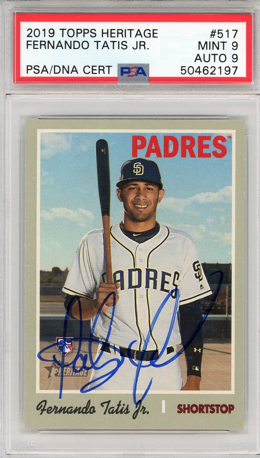 Fernando Tatis Jr. Autographed 2019 Topps Heritage Rookie Card #517 (P