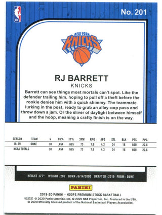 RJ Barrett NBA Hoops Rookie Card Premium Stock