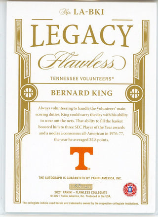 Bernard King Autographed 2021 Panini Flawless Legacy Card