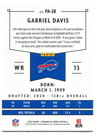 Gabe Davis Panini Chronicles Rookie 2020