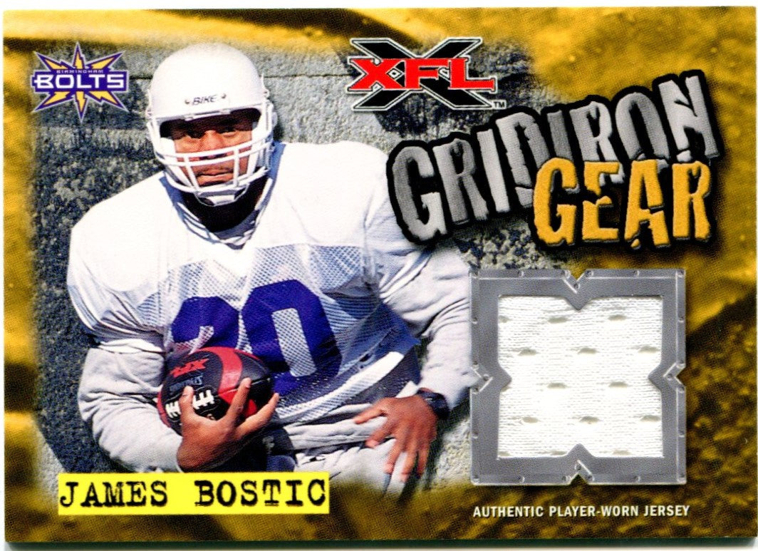 XFL James Bostic Gridiron Gear Authentic Jersey Card Hollywood