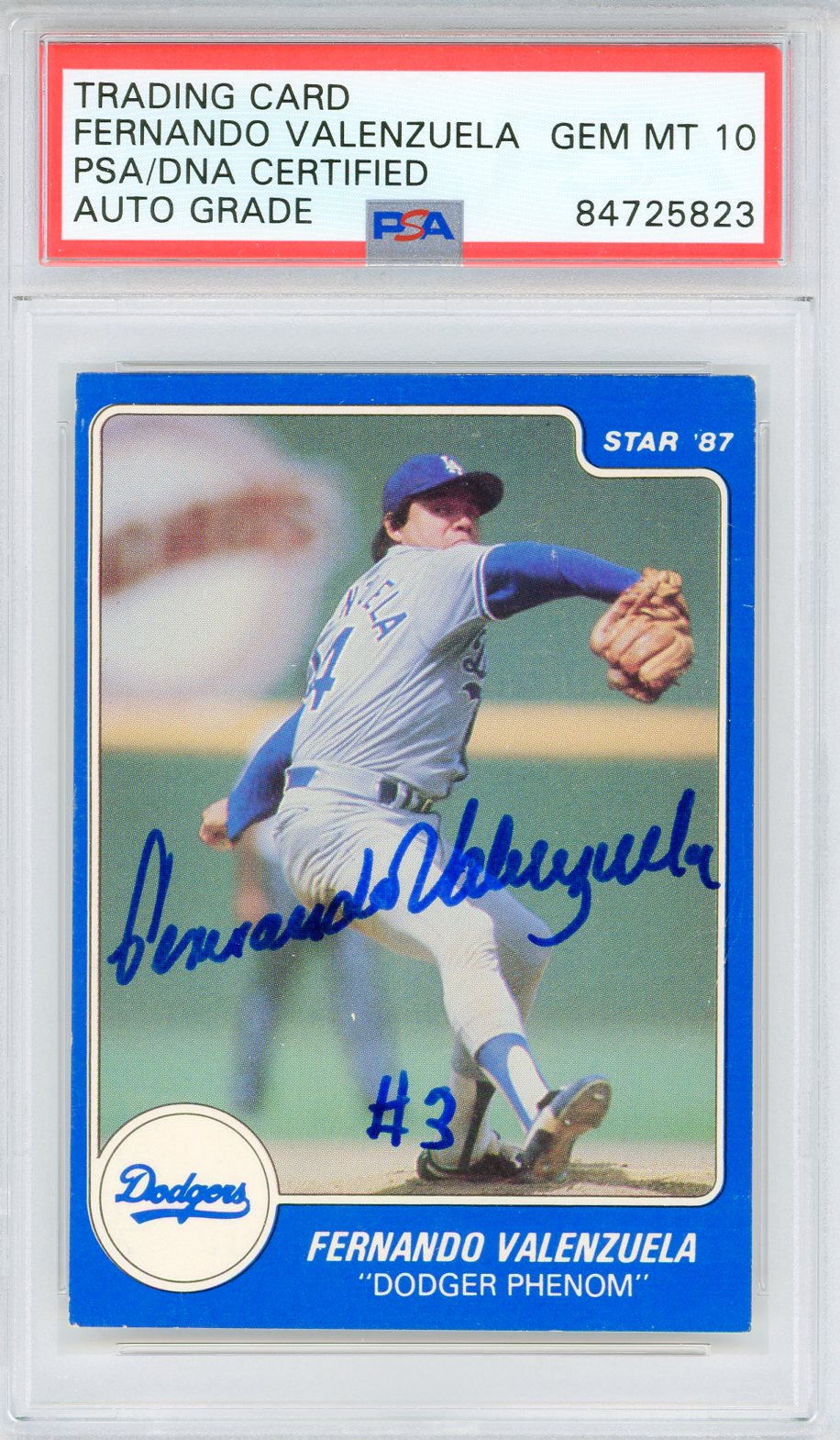 Fernando Valenzuela Autographed 1987 Star Card #1 (PSA Auto Gem MT 10)