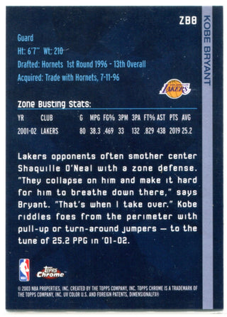Kobe Bryant 2003-04 Topps Chrome Zone Busters Card #ZB8