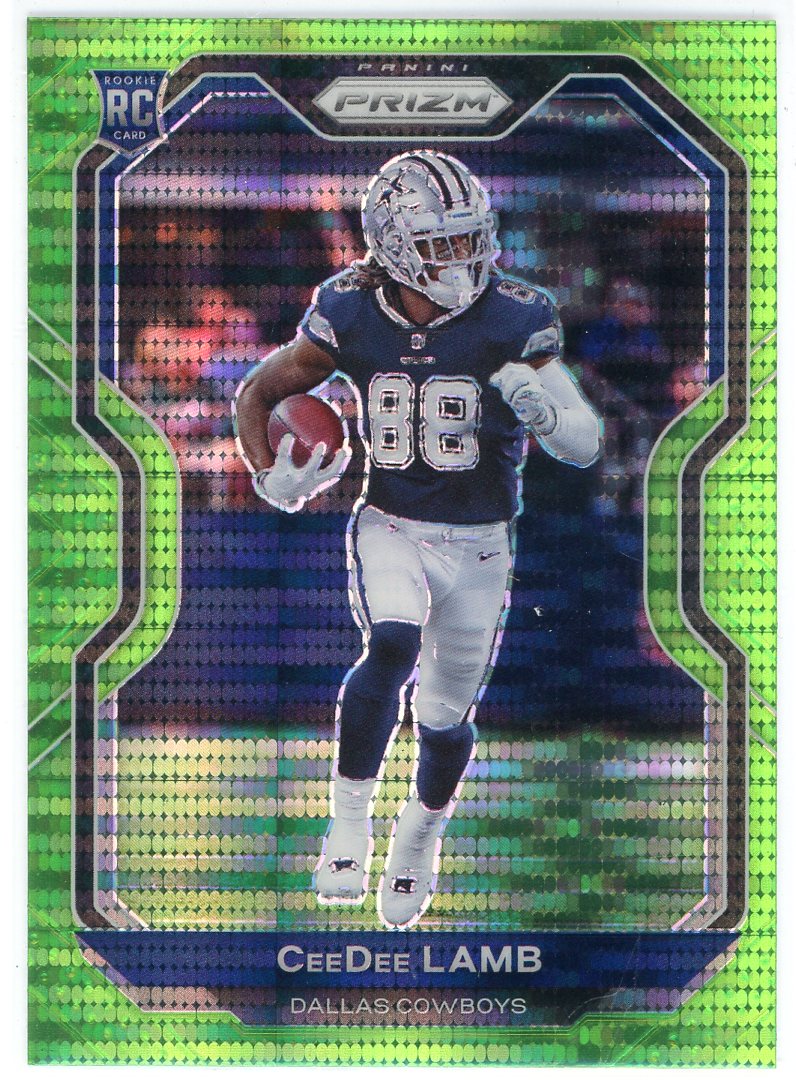 CeeDee Lamb 2020 Panini Prizm Green Pulsar Prizm Rookie Card #334