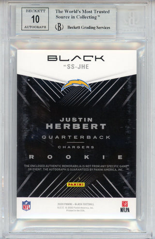 Justin Herbert 2020 Black Sizeable Rookie Sigs Ruby Jersey Card #SS-JHE (BGS NM-MT+ 8 /10)