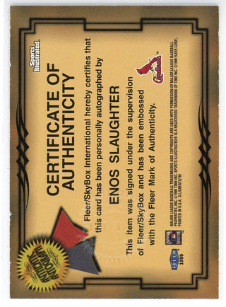 Enos Slaughter Autographed 1999 Fleer Greats of the Game Card