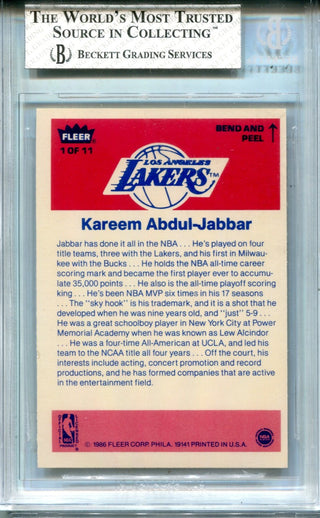 Kareem Abdul-Jabbar 1986-87 Fleer Stickers #1 BGS NM-MT 7 Card
