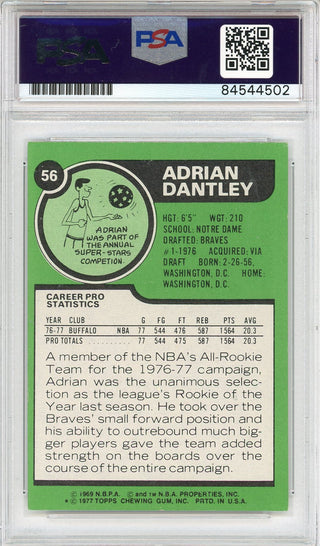 Adrian Dantley Autographed 1977 Topps Card #56 (PSA Auto 10)