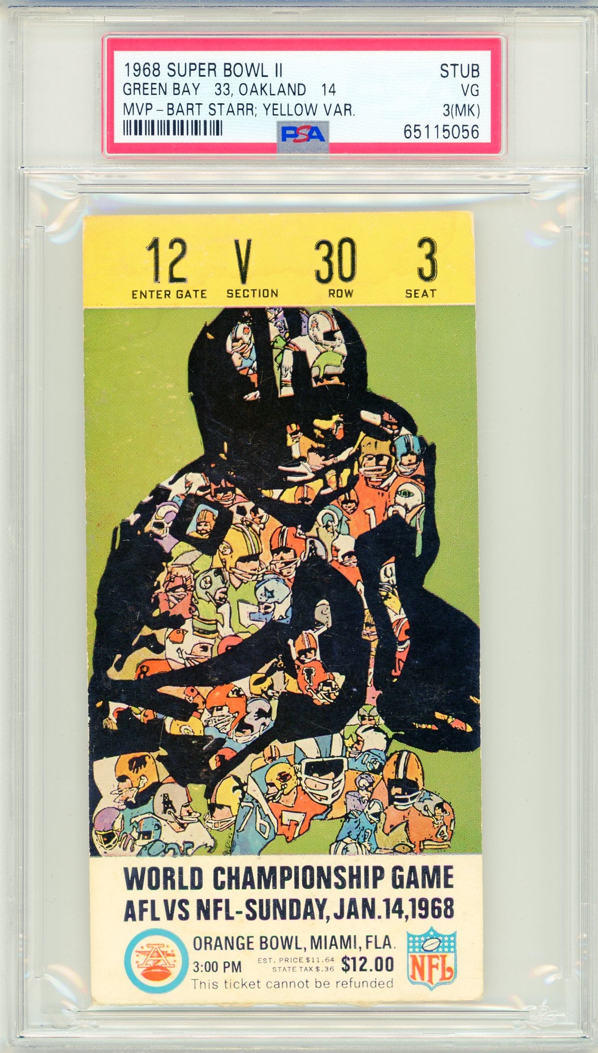 Lot Detail - 1968 Super Bowl II Full Ticket, Yellow Variation