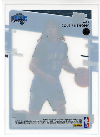 Cole Anthony 2020-21 Panini Clearly Donruss Rated Rookie Card #52