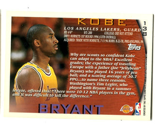 Kobe Bryant 1996 Topps #138 Rookie Card