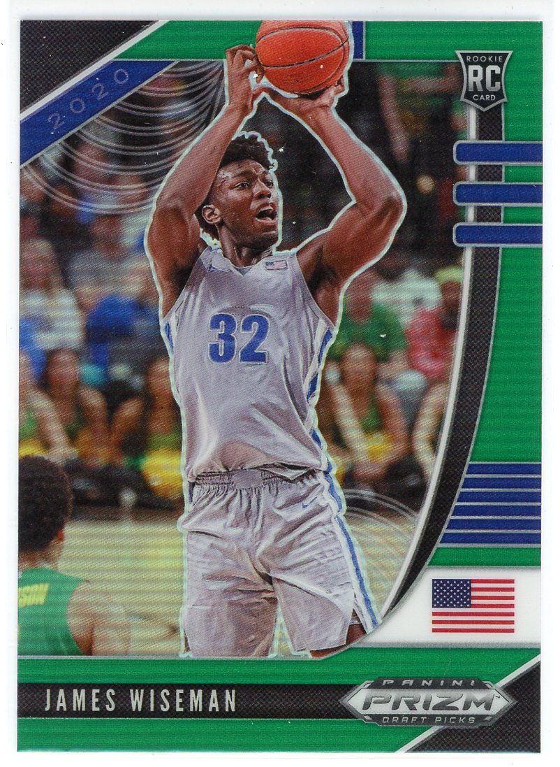 James Wiseman 2020-21 Panini Prizm Draft Picks Green Prizm Rookie Card