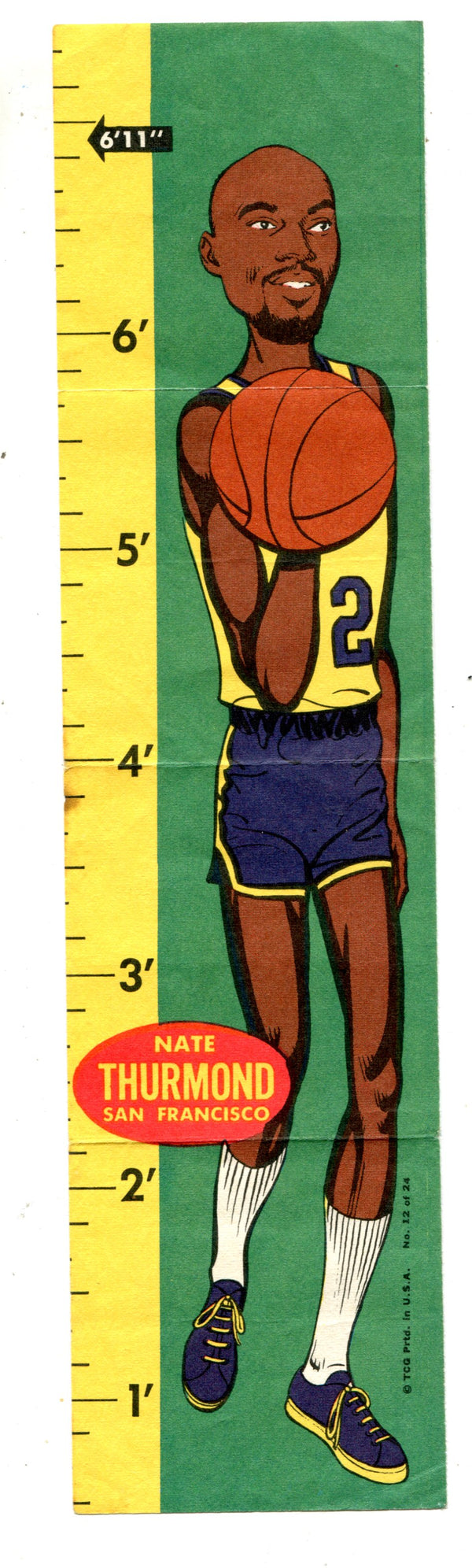 Nate Thurmond 1969 Topps Rulers Card