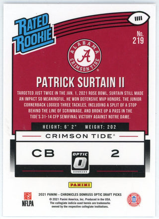 Patrick Surtain II 2021 Panini Chronicles Donruss Optic Draft Picks Rookie Card #219