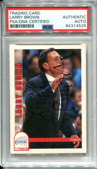Larry Brown Autographed 1992-93 NBA Hoops Card (PSA)