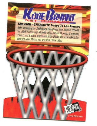Kobe Bryant 1996 Press Pass Net Burners #NB13 Die-Cut Card