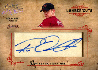 Roy Oswalt Autographed 2004 Donruss Lumber & Leather Lumber Cuts Card