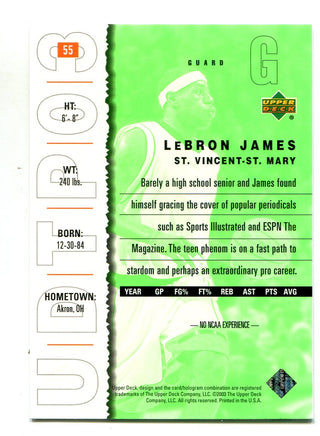 Lebron James 2003 Upper Deck Top Prospects #55 Card