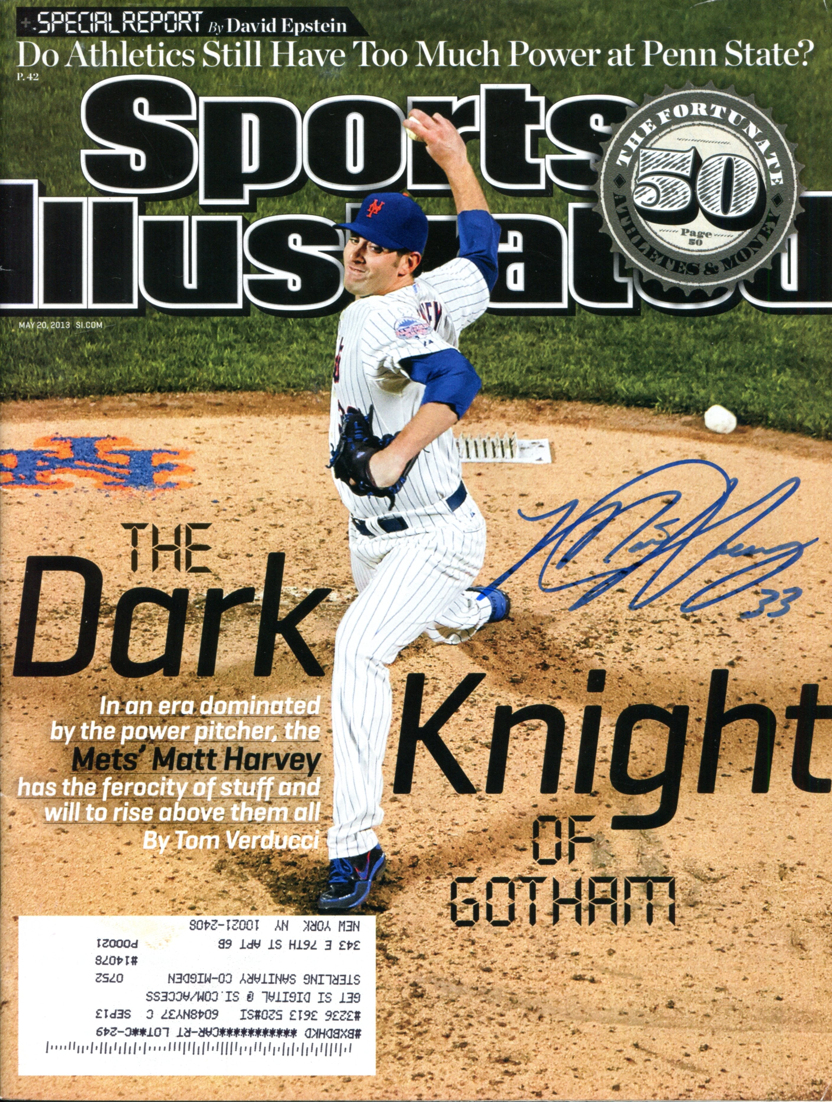 Matt Harvey Autographed Sports Illustrated Magazine (JSA