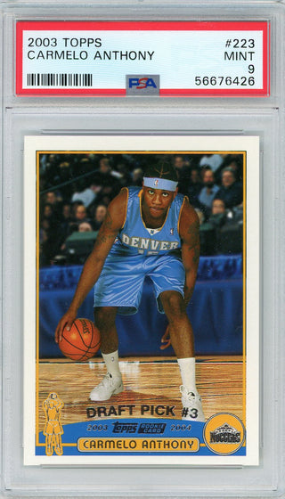 Carmelo Anthony 2003 Topps Rookie Card #223 (PSA Mint 9)