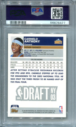 Carmelo Anthony 2003 Topps #22 PSA NM-MT 8 Card