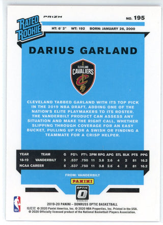 Darius Garland 2019-20 Panini Donruss Optic Pink Hyper Prizm Rookie Card #195