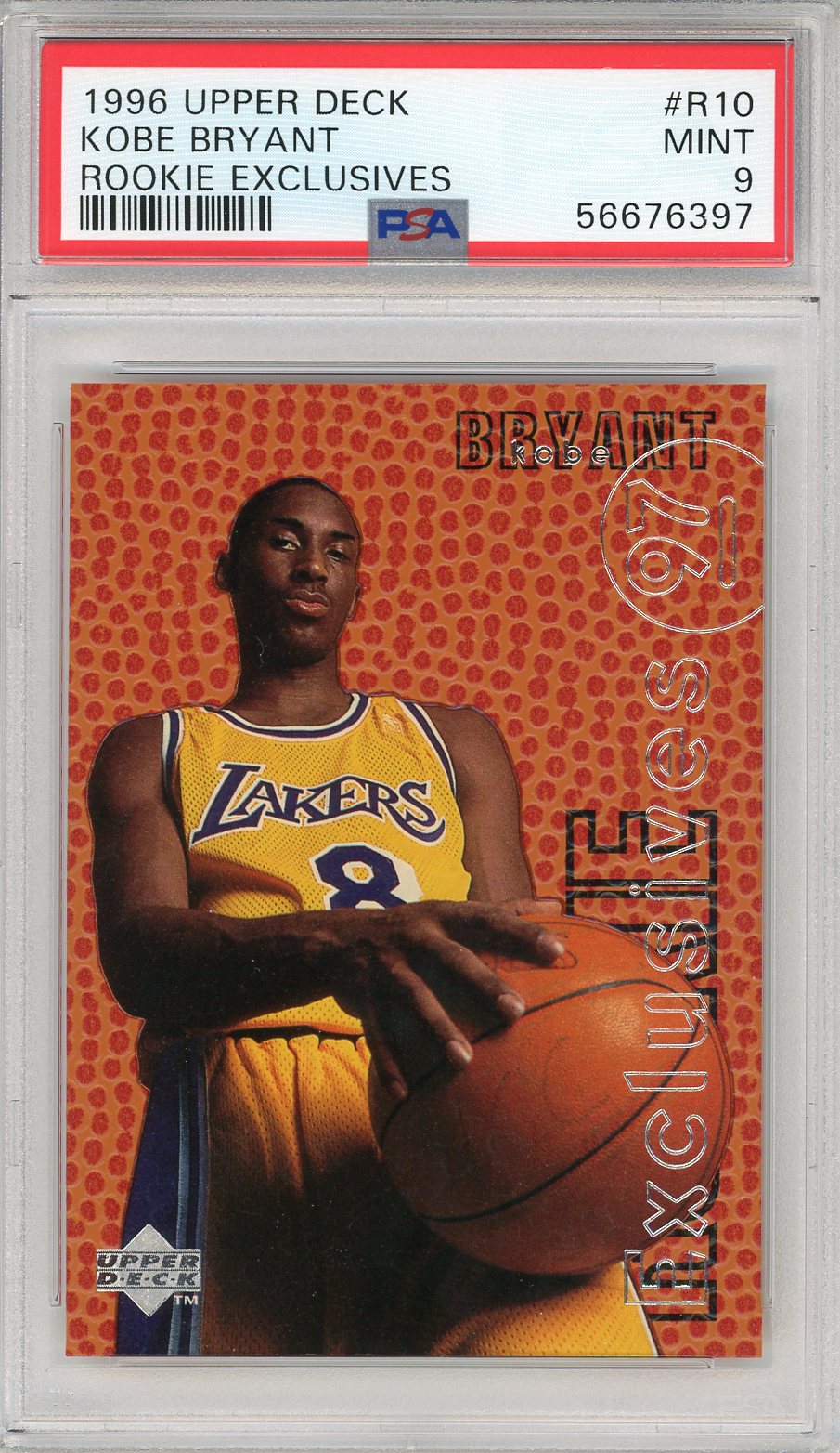 Kobe Bryant 1996 Upper Deck Rookie Exclusives Card #R10 (PSA Mint