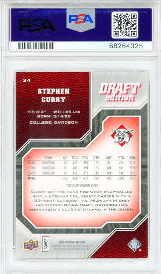 Steph Curry 2009 Upper Deck Draft Edition Rookie Card #34 (PSA Mint 9)