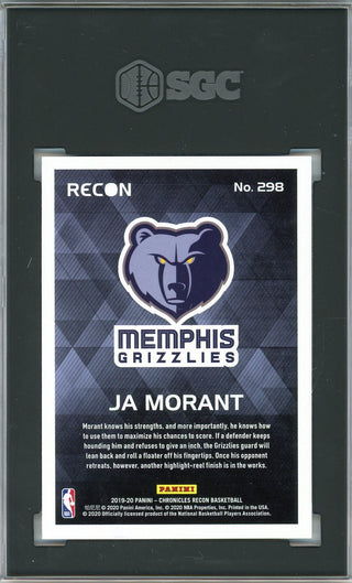 Ja Morant 2019-20 Panini Chronicles Recon Rookie Card #298 (SGC 10)