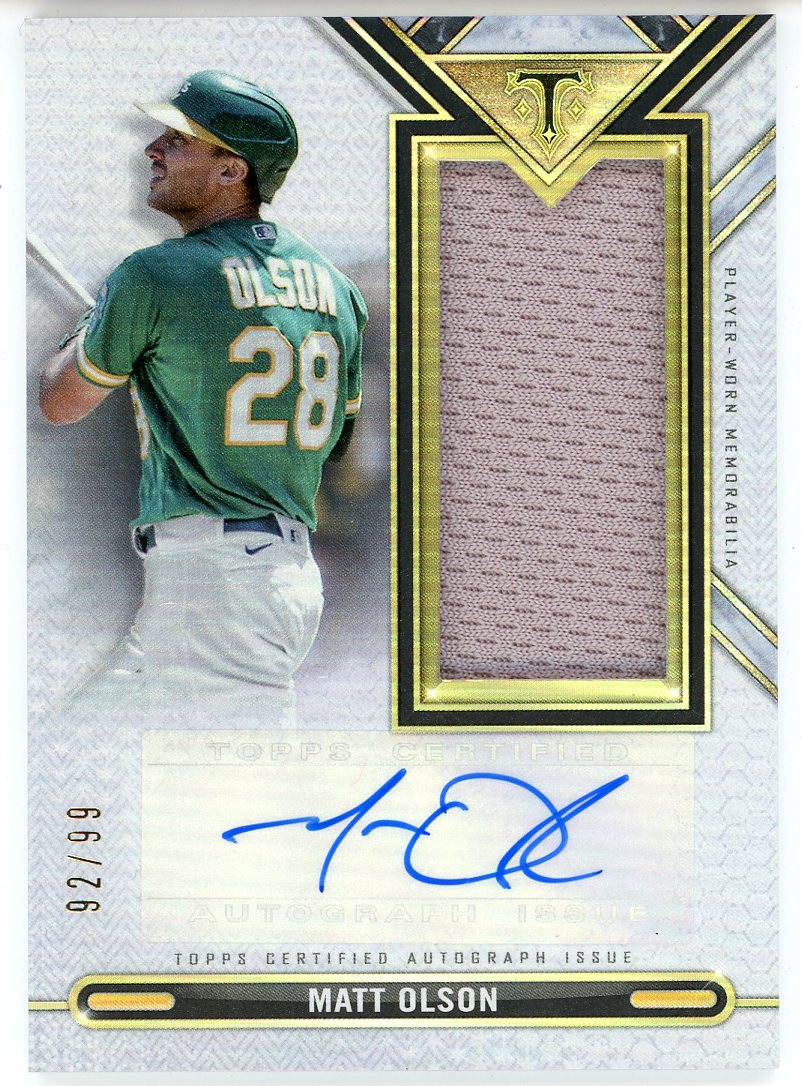 Matt Olson Autographed 2021 Topps Triple Threads Jersey Card #ASJR