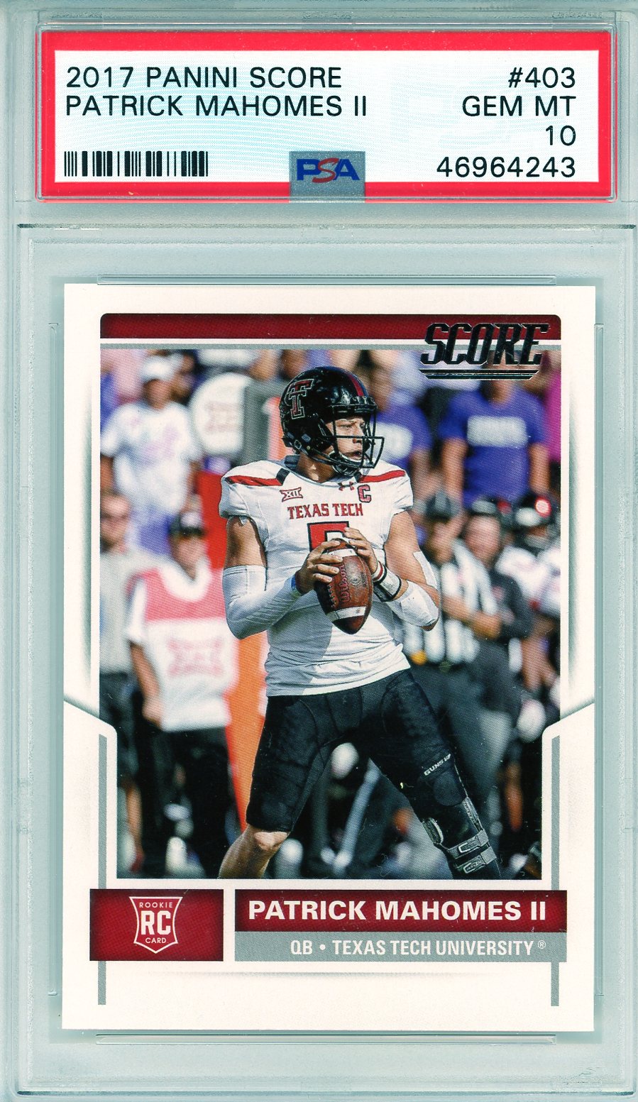 Patrick Mahomes Autographed 2017 Panini Score Home & Away