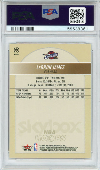 LeBron James 2004 Hoops Card #136 (PSA Mint 9)