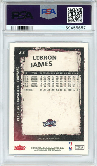 LeBron James 2008 Fleer Card #23 (PSA Mint 9)