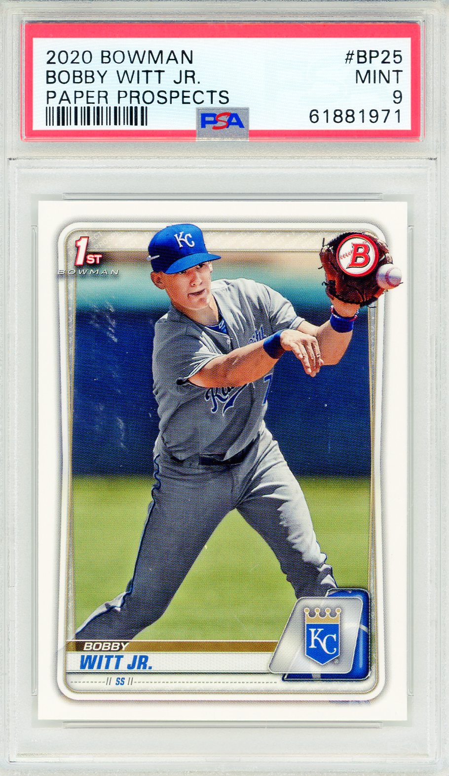 Bobby Witt Jr 2020 Bowman Paper Prospects Rookie Card RC #BP25 Graded PSA 10