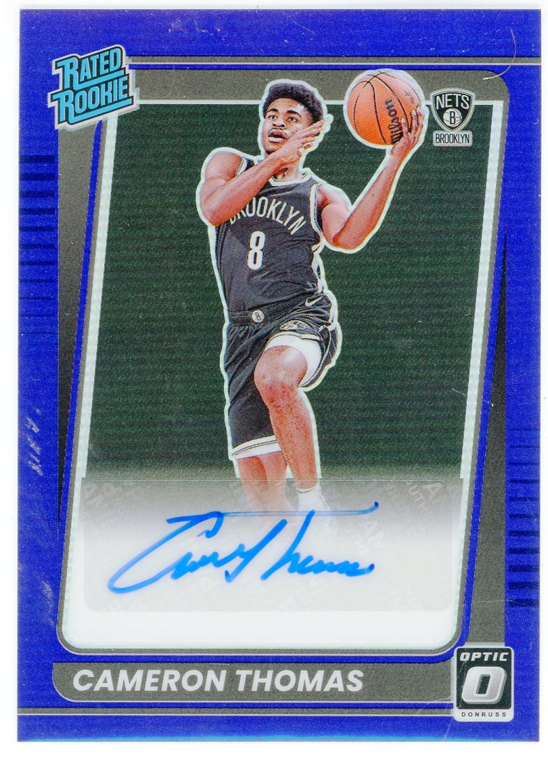 Cameron Thomas Autographed 2021-22 Panini Donruss Optic Purple Prizm Rookie  Card #153