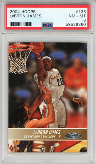 LeBron James 2004 Hoops Card #136 (PSA NM-MT 8)