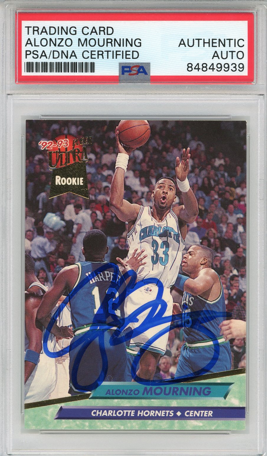 Alonzo Mourning Autographed 1992-93 Fleer Ultra Rookie Card #234